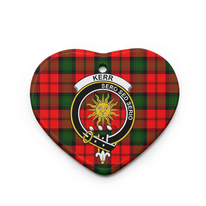 Scottish Kerr Clan Crest Tartan Ceramic Ornament Heart Shape Tartan Plaid