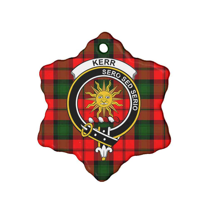 Scottish Kerr Clan Crest Tartan Ceramic Ornament Snow Flake Shape Tartan Plaid