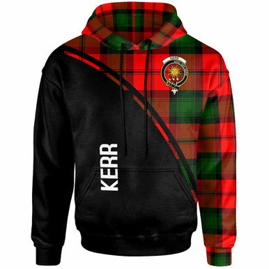 Scottish Kerr Clan Crest Tartan Curve Hoodie Front Side Tartan Plaid