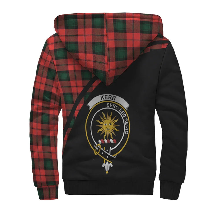 Scottish Kerr Clan Crest Tartan Curve Sherpa Hoodie