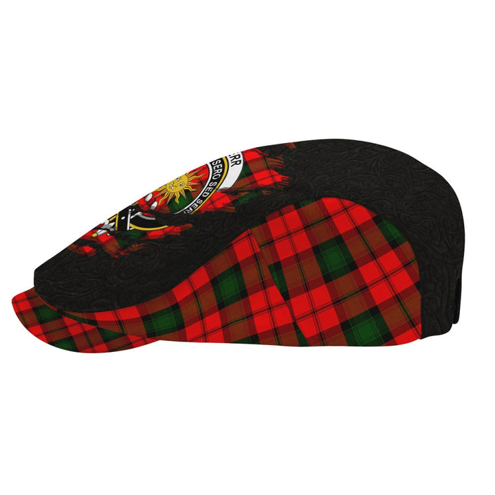 Scottish Kerr Clan Crest Tartan Flat Cap - Scratch Style Tartan Plaid 3