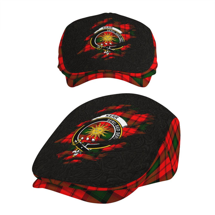 Scottish Kerr Clan Crest Tartan Flat Cap - Scratch Style Tartan Plaid 5