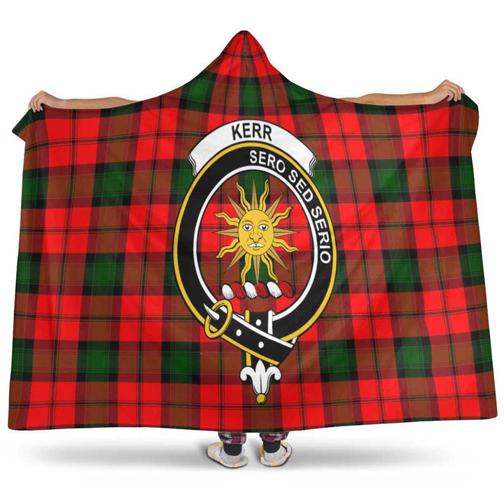 Scottish Kerr Clan Crest Tartan Hooded Blanket Tartan Plaid 1