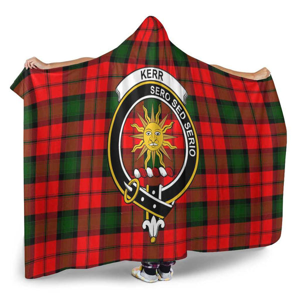 Scottish Kerr Clan Crest Tartan Hooded Blanket Tartan Plaid 2