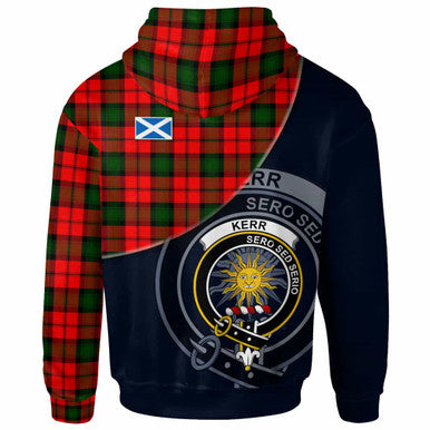 Scottish Kerr Clan Crest Tartan Hoodie - Bend Style Back Side Tartan Plaid