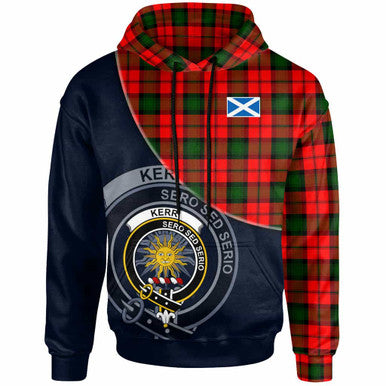 Scottish Kerr Clan Crest Tartan Hoodie - Bend Style Front Side Tartan Plaid