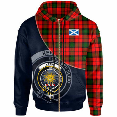 Scottish Kerr Clan Crest Tartan Hoodie - Bend Style Zip-up Tartan Plaid