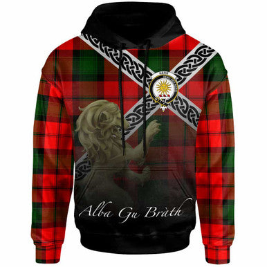 Scottish Kerr Clan Crest Tartan Hoodie - Scotland Lion Front Side Tartan Plaid
