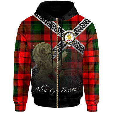 Scottish Kerr Clan Crest Tartan Hoodie - Scotland Lion Zip-up Tartan Plaid