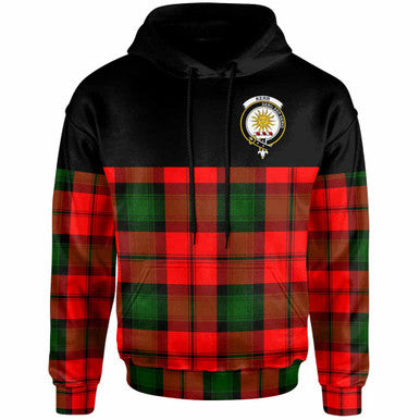 Scottish Kerr Clan Crest Tartan Hoodie - Horizontal Style Front Side Tartan Plaid