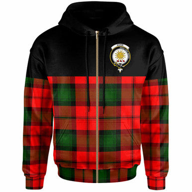 Scottish Kerr Clan Crest Tartan Hoodie - Horizontal Style Zip-up Tartan Plaid