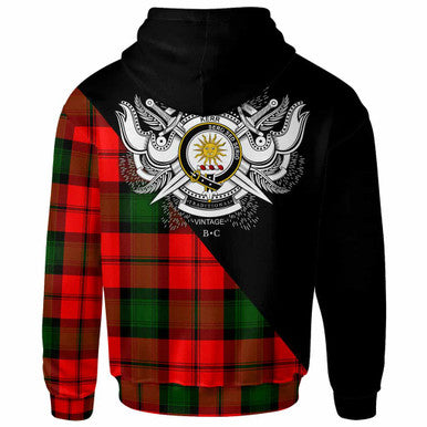 Scottish Kerr Clan Crest Tartan Hoodie - Military Logo Back Side Tartan Plaid