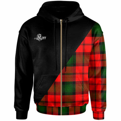 Scottish Kerr Clan Crest Tartan Hoodie - Military Logo Zip-up Tartan Plaid