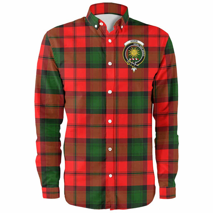 Scottish Kerr Clan Crest Tartan Long Sleeve Shirt Front Side Tartan Plaid