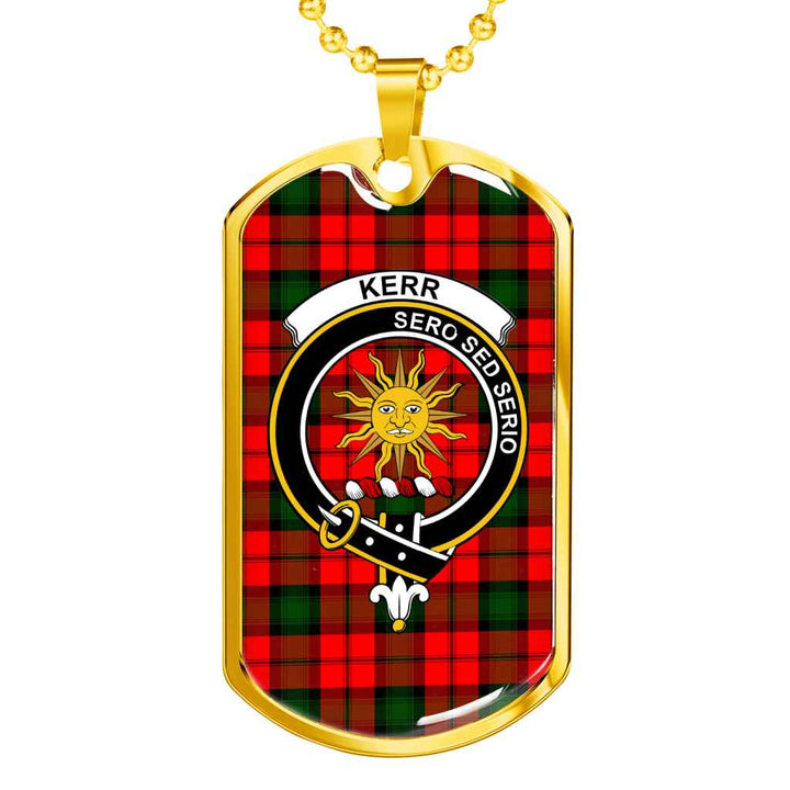 Scottish Kerr Clan Crest Tartan Military Dog Tag Necklace Tartan Plaid 2