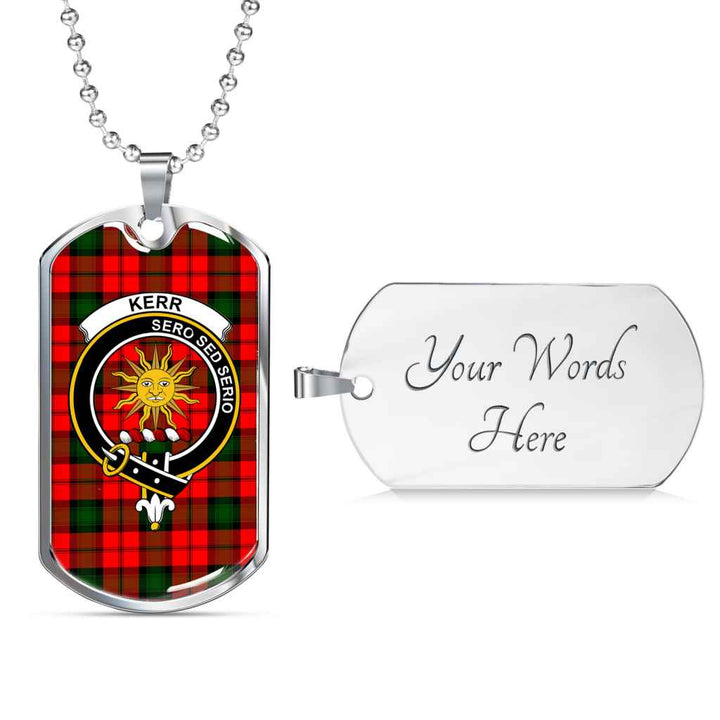 Scottish Kerr Clan Crest Tartan Military Dog Tag Necklace Tartan Plaid 3