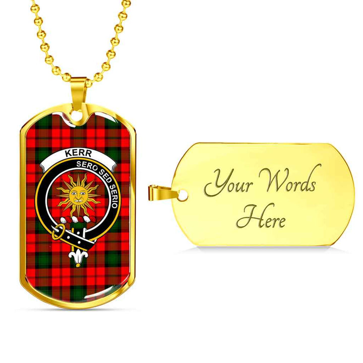 Scottish Kerr Clan Crest Tartan Military Dog Tag Necklace Tartan Plaid 4