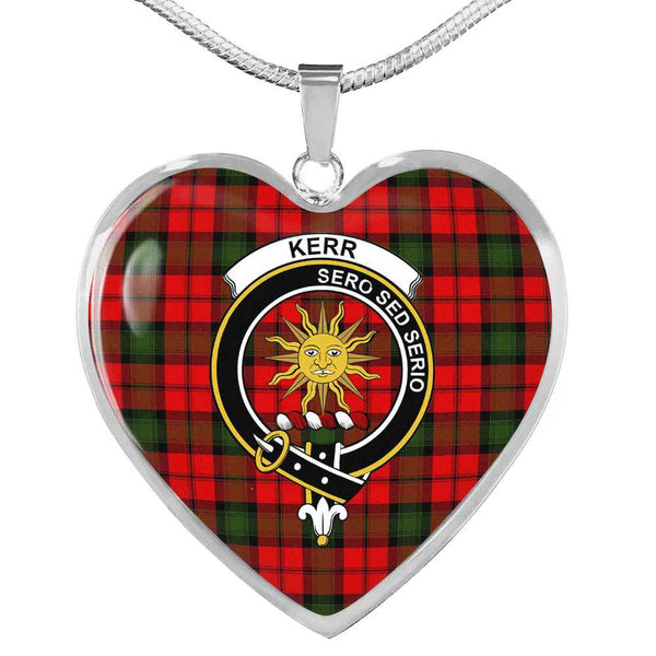 Scottish Kerr Clan Crest Tartan Necklace Heart Tartan Plaid 1