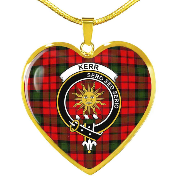 Scottish Kerr Clan Crest Tartan Necklace Heart Tartan Plaid 2