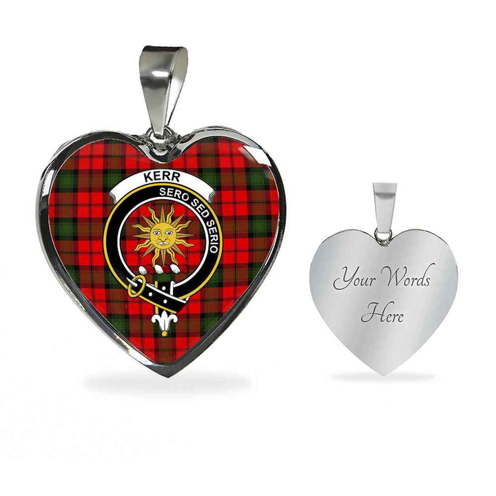 Scottish Kerr Clan Crest Tartan Necklace Heart Tartan Plaid 3