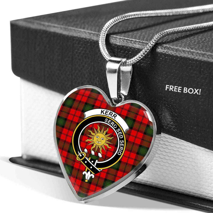 Scottish Kerr Clan Crest Tartan Necklace Heart Tartan Plaid 5