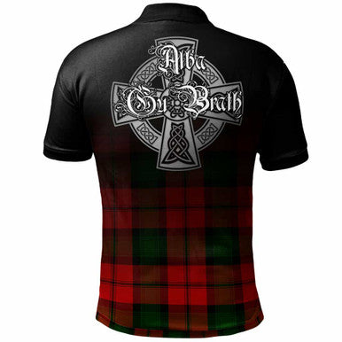 Scottish Kerr Clan Crest Tartan Polo Shirt - Alba Gu Brath Family Crest Celtic Inspired Back Side Tartan Plaid