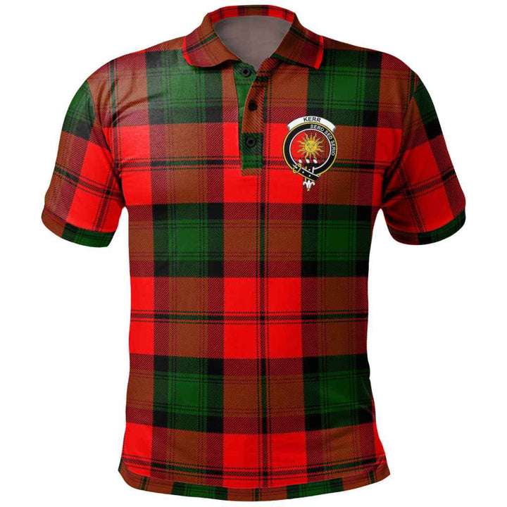 Scottish Kerr Clan Crest Tartan Polo Shirt Front Side Tartan Plaid