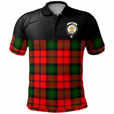 Scottish Kerr Clan Crest Tartan Polo Shirt - Horizontal Style Front Side Tartan Plaid