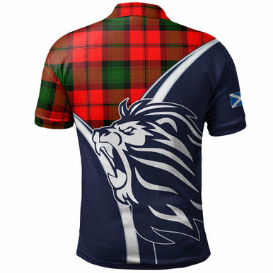 Scottish Kerr Clan Crest Tartan Polo Shirt - Scottish Flag With Lion Back Side Tartan Plaid