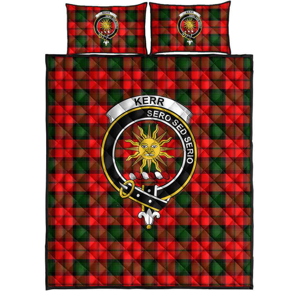 Scottish Kerr Clan Crest Tartan Quilt Bed Set Tartan Plaid 1
