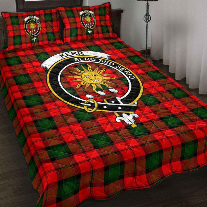 Scottish Kerr Clan Crest Tartan Quilt Bed Set Tartan Plaid 2