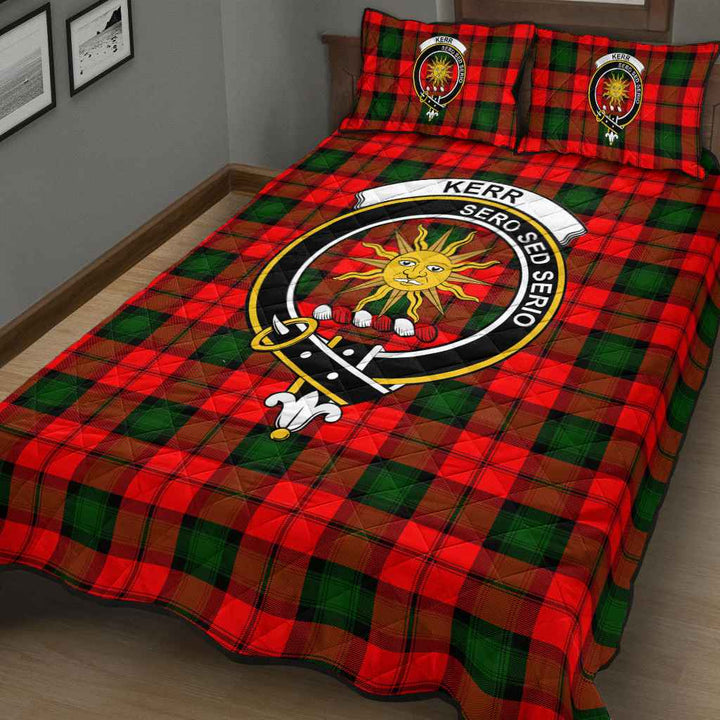 Scottish Kerr Clan Crest Tartan Quilt Bed Set Tartan Plaid 3