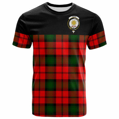 Scottish Kerr Clan Crest Tartan T-Shirt - Horizontal Style Front Side Tartan Plaid