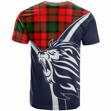 Scottish Kerr Clan Crest Tartan T-Shirt - Scottish Flag With Lion Back Side Tartan Plaid