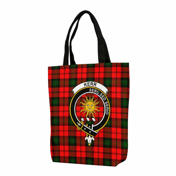 Scottish Kerr Clan Crest Tartan Canvas Bag With Shoulder Strap Tartan Plaid 1