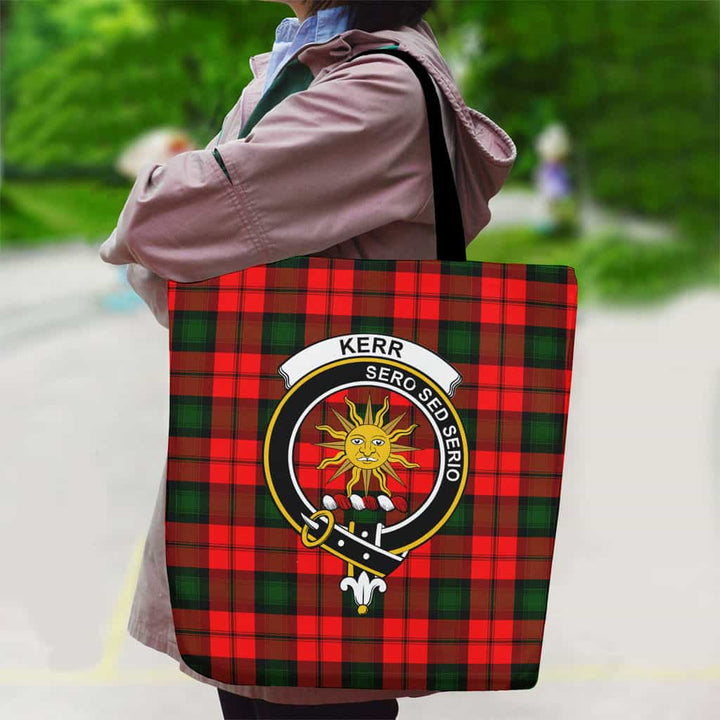 Scottish Kerr Clan Crest Tartan Canvas Bag With Shoulder Strap Tartan Plaid 2