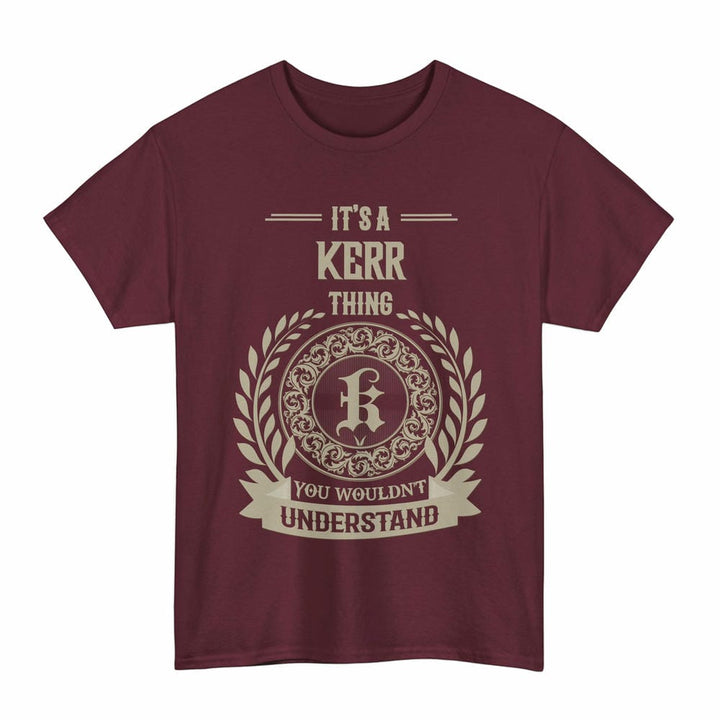 Scottish Kerr Clan Tartan T-Shirt - Vintage Family Name Tartan Plaid Maroon Color