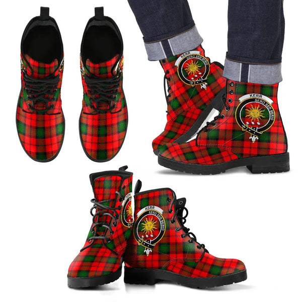 Scottish Kerr Modern Clan Crest Tartan Leather Boots