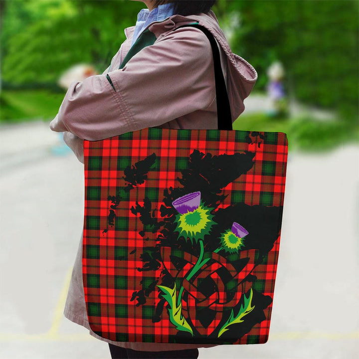 Scottish Kerr Modern Clan Tartan Canvas Bag With Shoulder Strap With Thistle Tartan Plaid 2