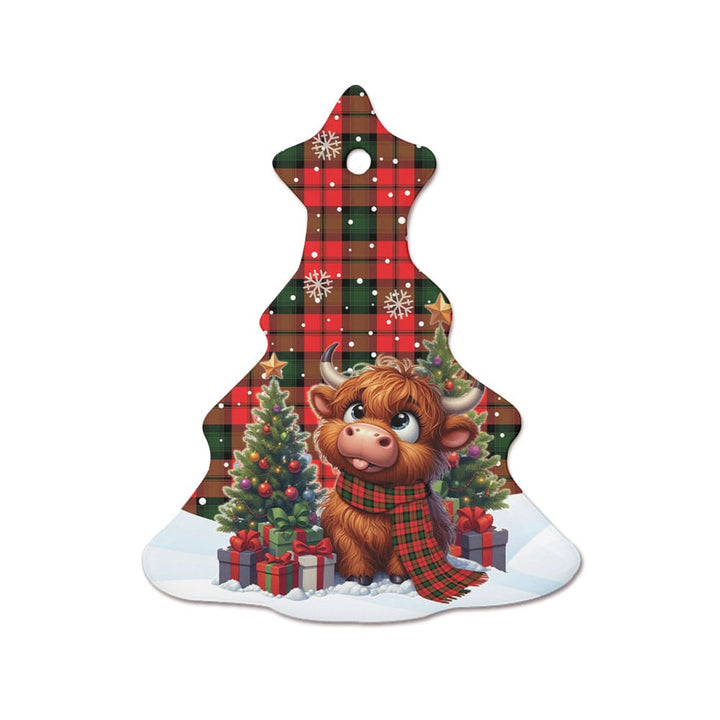 Scottish Kerr Modern Clan Tartan Ceramic Ornament Cute Highland Cow Christmas Tree Style Tartan Plaid