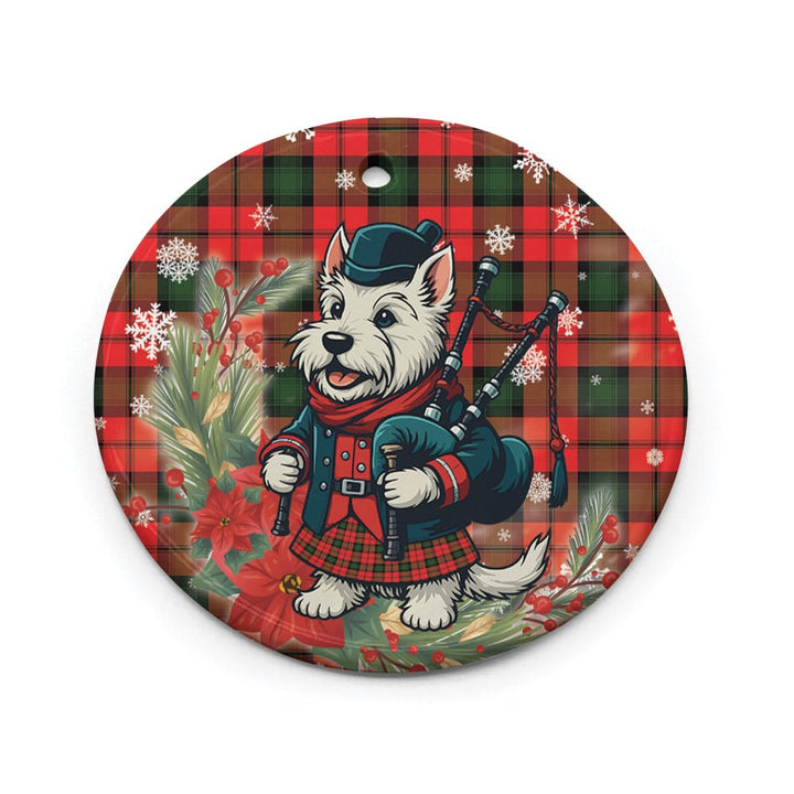 Scottish Kerr Modern Clan Tartan Ceramic Ornament Cute Scottish Terrier Dog Circle Style Tartan Plaid