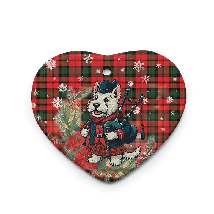 Scottish Kerr Modern Clan Tartan Ceramic Ornament Cute Scottish Terrier Dog Heart Style Tartan Plaid