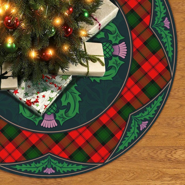 Scottish Kerr Modern Clan Tartan Christmas Tree Skirt Old Scottish Thistle Flower No Tassels Tartan Plaid 2