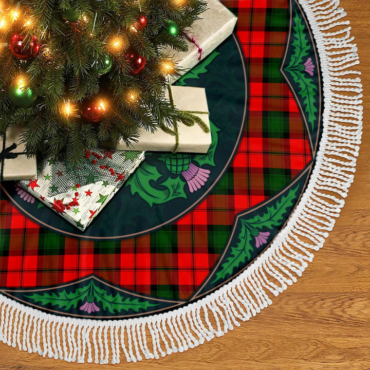 Scottish Kerr Modern Clan Tartan Christmas Tree Skirt Old Scottish Thistle Flower Tassels Tartan Plaid 2