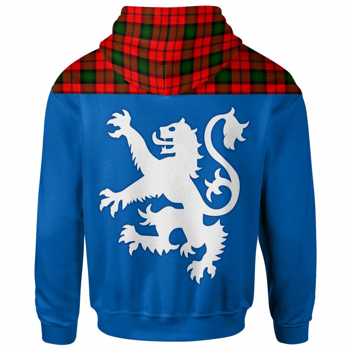 Scottish Kerr Modern Clan Tartan Hoodie - Lion Rampant of Scotland With Flag back Side Tartan Plaid