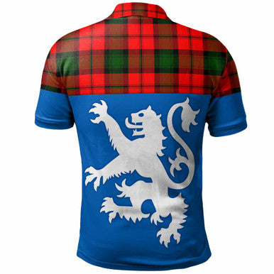 Scottish Kerr Modern Clan Tartan Polo Shirt - Lion Rampant of Scotland With Flag Back Side Tartan Plaid