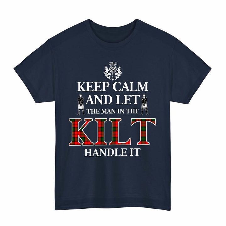 Scottish Kerr Modern Clan Tartan T-Shirt - Keep Calm Tartan Plaid Navy Color