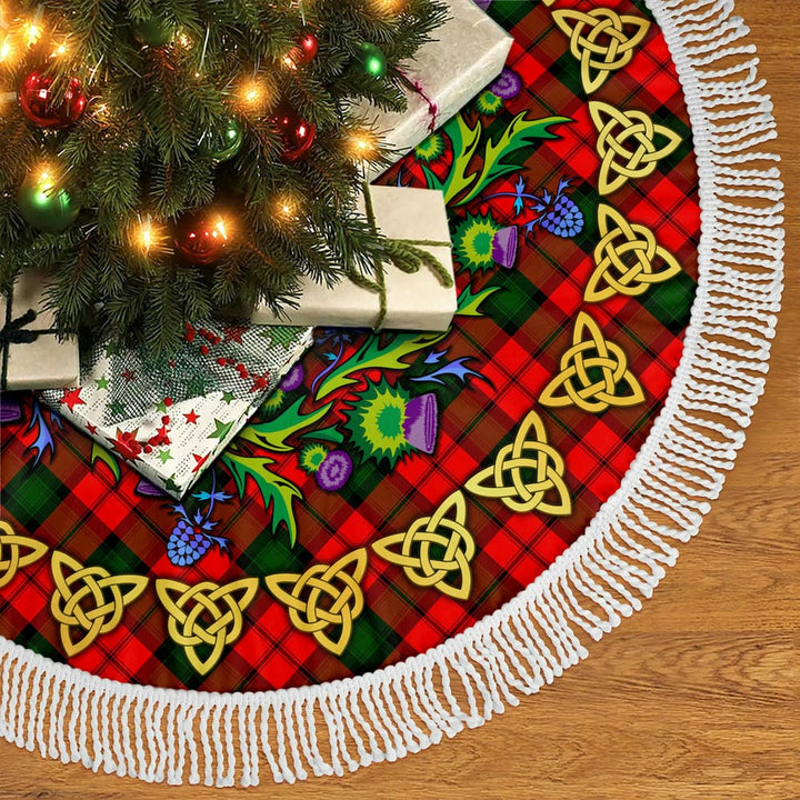 Scottish Kerr Modern Clan Tartan Thistle Celtic Knot Christmas Tree Skirt Tassels Tartan Plaid 2