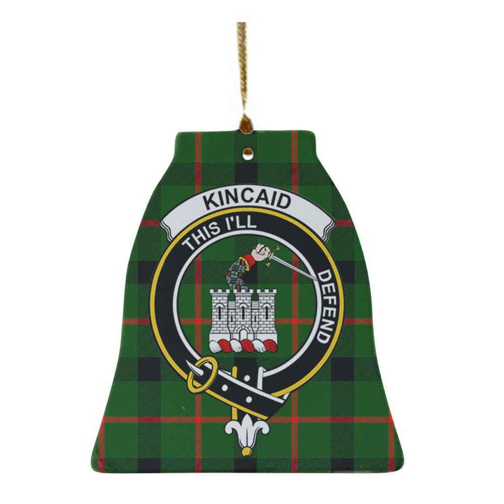 Scottish Kincaid Clan Crest Tartan Ceramic Ornament Bell Shape Tartan Plaid