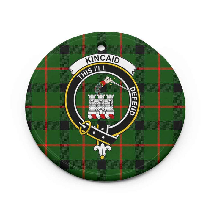 Scottish Kincaid Clan Crest Tartan Ceramic Ornament Circle Shape Tartan Plaid